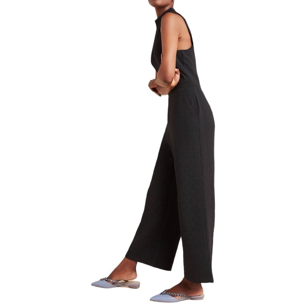 Eva Franco Charley Mock Neck Textured Jumpsuit size XS in Black - Picture 3 of 10